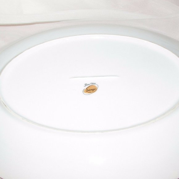 Sango Fine China ARABESQUE Large Oval Platter Platinum Rim Japan Vintage - Picture 3 of 5